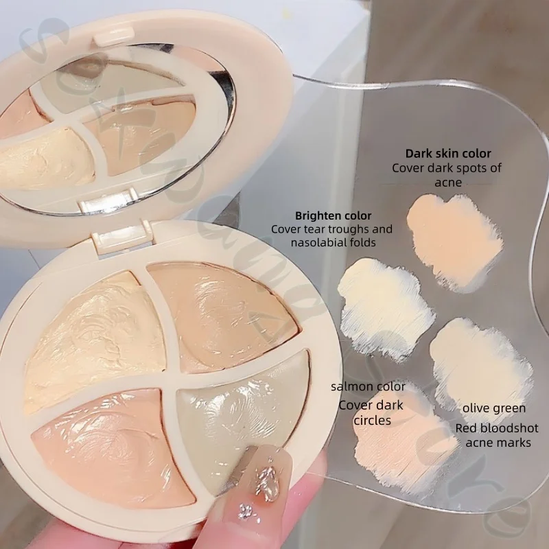 SWEET MINT four-color concealer brightens tear troughs, covers dark circles, spots and acne marks, evens skin tone