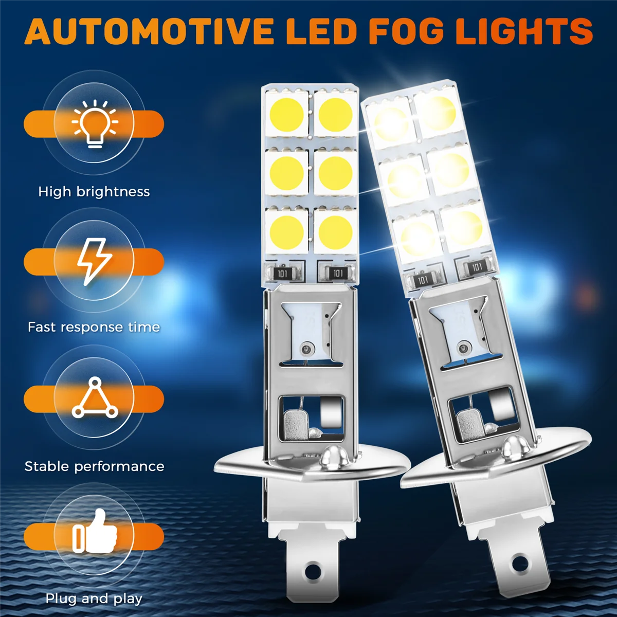 LED Farol Lâmpadas Kit, nevoeiro luz de condução, Super Branco, H1, 6000K, 80W, 4Pcs