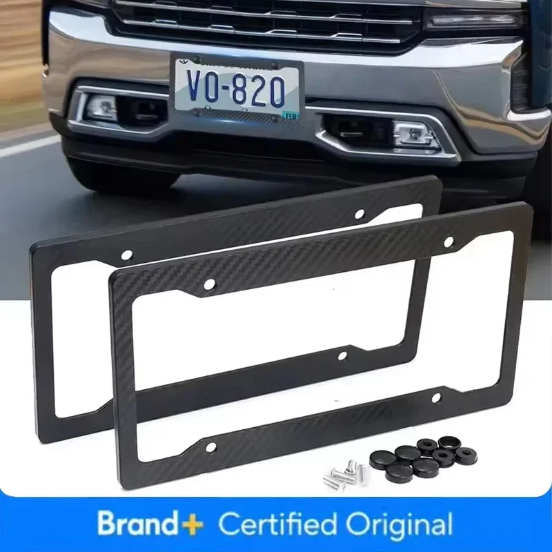 30*15CM 1/2pcs License Plate Frame Carbon Pattern Plastic License Plate Frame Bracket with Standard Screw Kits