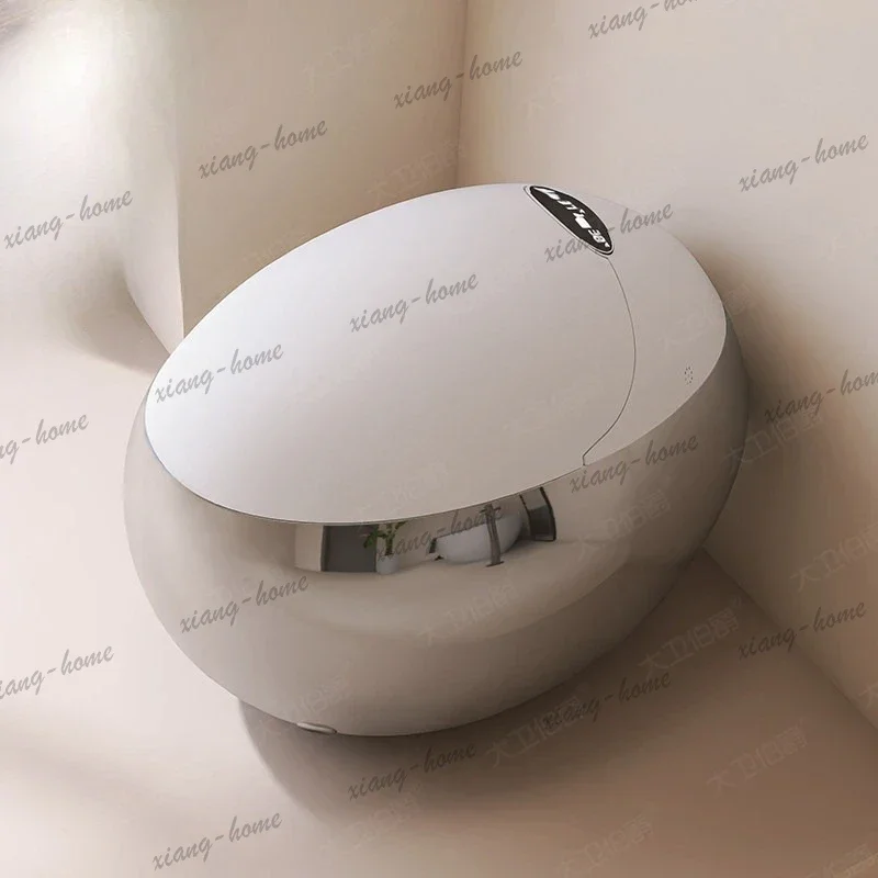 Silver egg-shaped smart toilet integrated voice intelligent control automatic flip high-end smart toilet