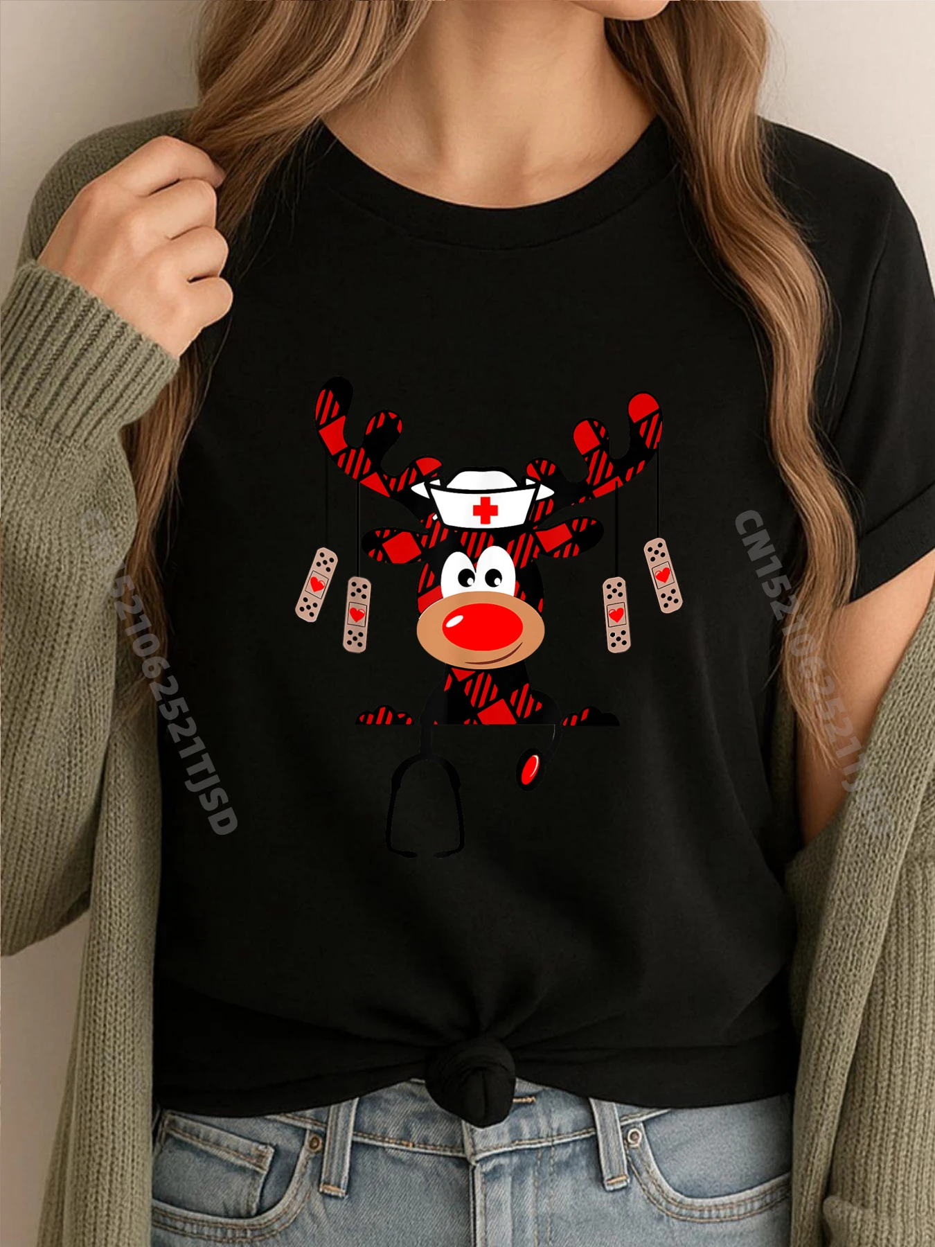 

Nurse Christmas Reindeer Nurse Plaid Nicu Rn Lpn Scrub Top Blue And White Graphic T Shirts Couples Anime