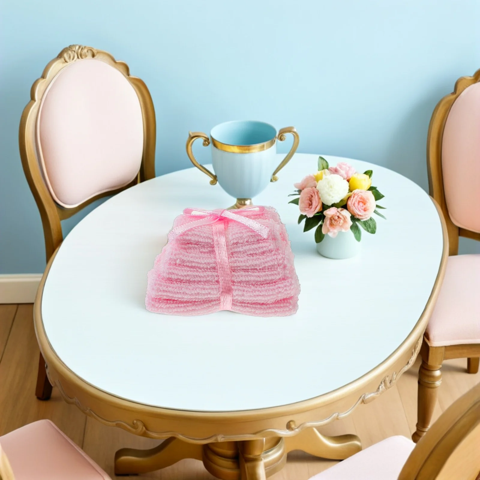 

2pcs Miniature Towel Set Dollhouse Bath Accessories Micro Bathroom Decor Realistic Fabric Towels For Dollhouse Enthusiasts