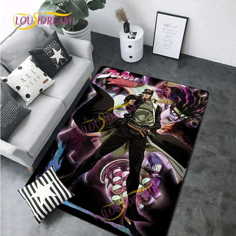 JoJo's Bizarre Adventure-Japan Cartoon Carpet, Soft Flannel Play Mat, Living Room, Bedroom, Kitchen, Door, Home