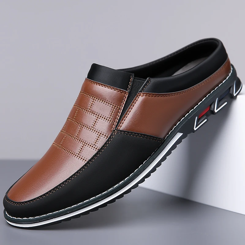 New styles spring and autumn men shoes lightweight wear resistant fashionable male casual slip on shallow month PU leather shoes