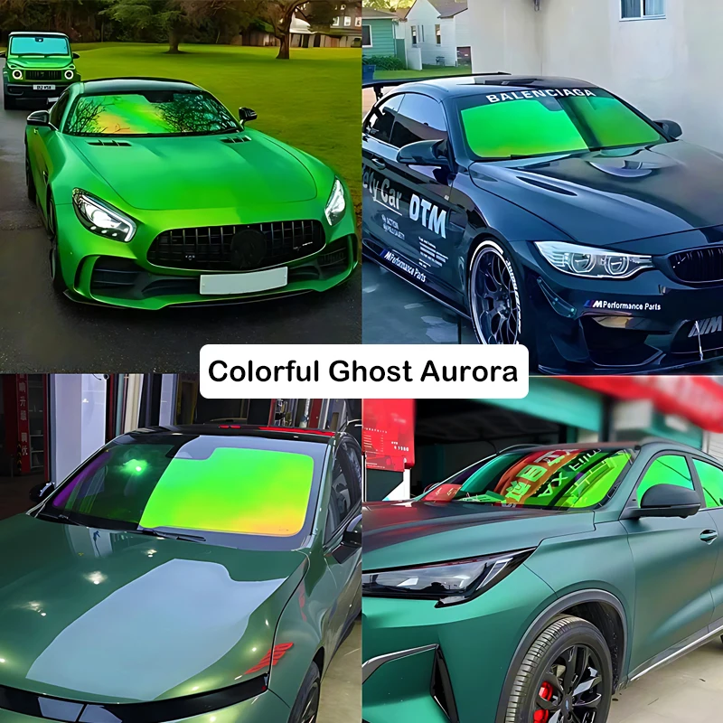 Automotive Color Change Chameleon Aurora Green Window Film 64 %VLT High Insulation Car Sticker UV Blocking Windshield Solar Film