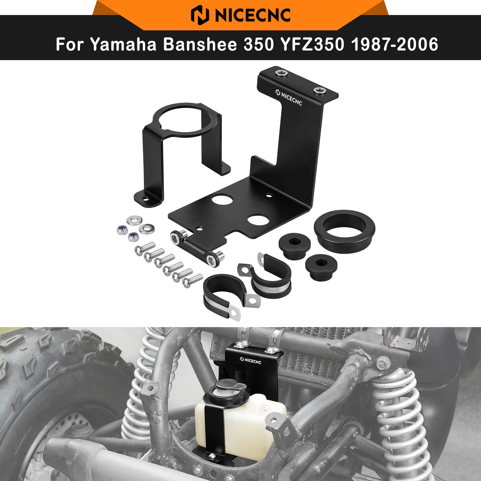 NICECNC For Yamaha Banshee 350 YFZ350 1987-2006 Coolant Reservoir Relocation Bracket Front Mount CNC Aluminum ATV Accessories