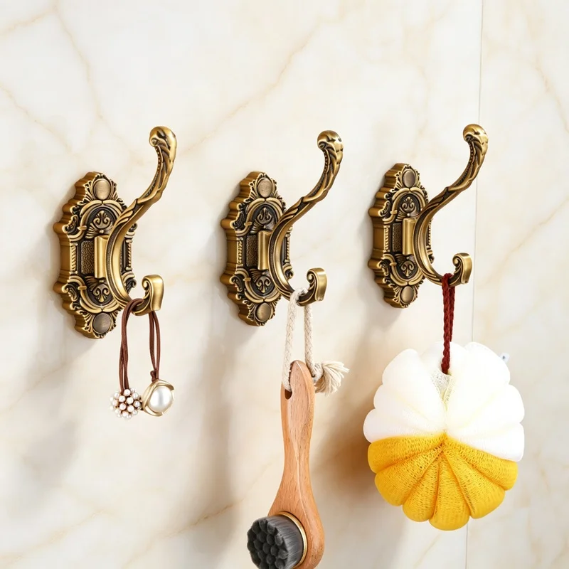 Vintage European Wall Hook No Perforation Bathroom Clothes Hat Bag Key Entryway Multi-Purpose