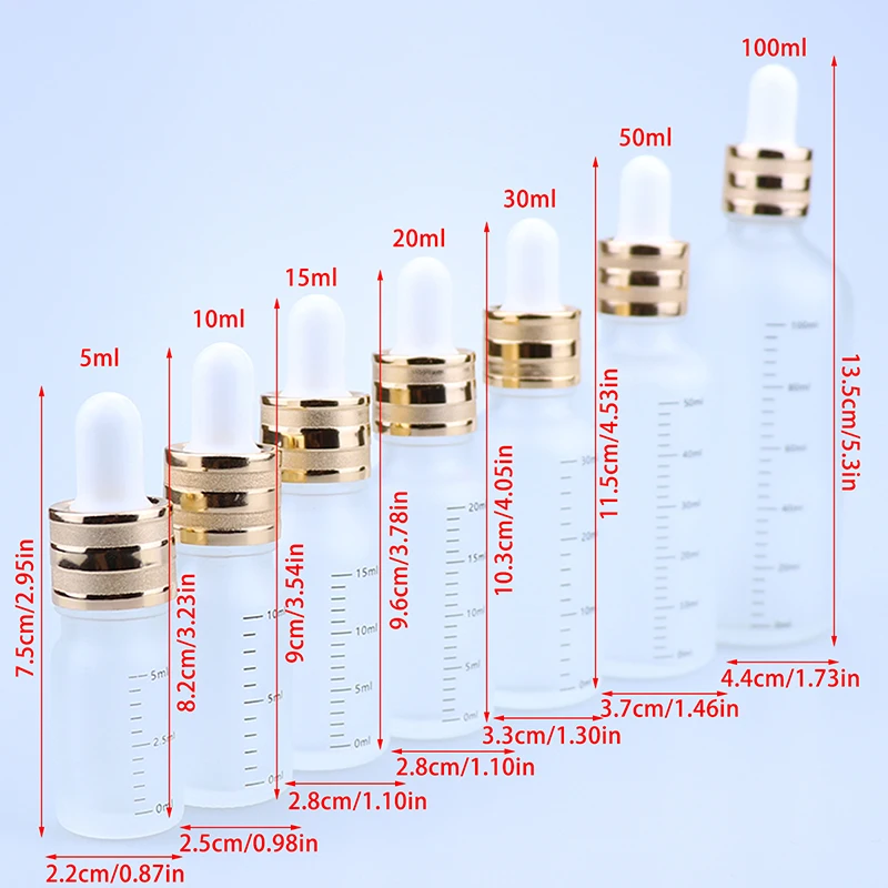 Druppelflesjes van 5 ml-100 ml met schaal Hervulbare glazen pipetten voor reagentia Oogdruppels Aromatherapie en vloeistoffen Reisvriendelijk