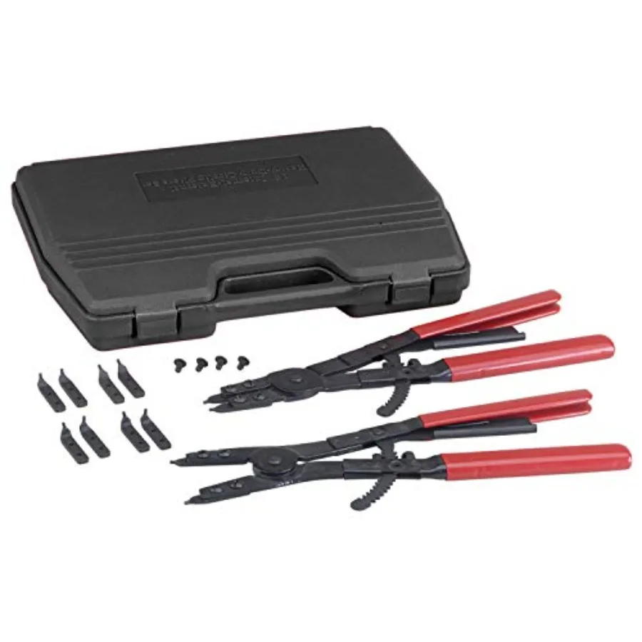 

Heavy-Duty 2-Piece Internal and External Snap-Ring Pliers Set - Includes Internal and External Pliers, Tips, and Blow Molded Ca