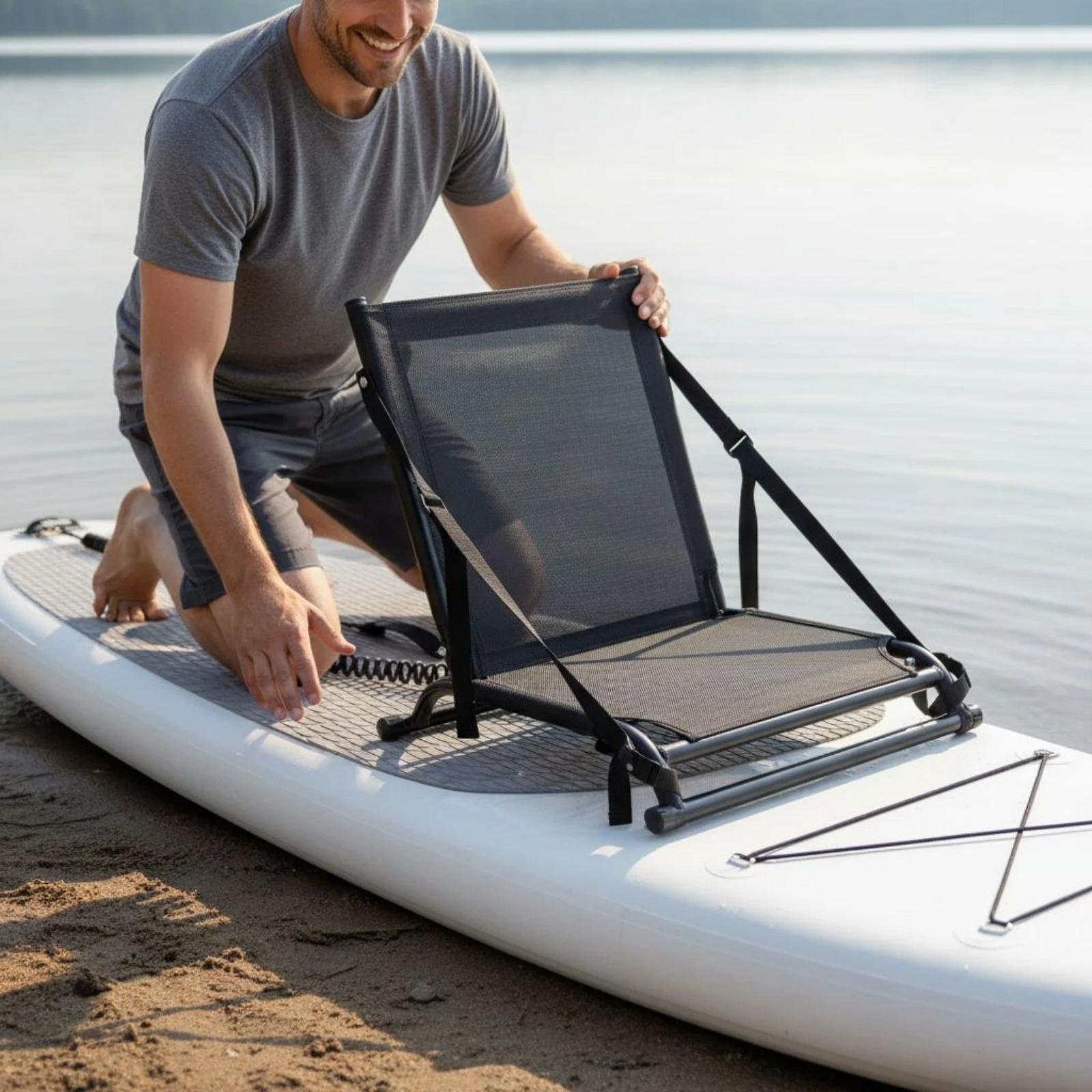 Universal Folding Kayak Seat Mesh High Back Kayak Seat Water Sports Gear Lightweight Low-Profile for Stand-up Paddleboarding