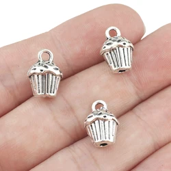 Encantos de pastel de cupcakes chapados en plata antigua, 10 piezas, 10x13mm