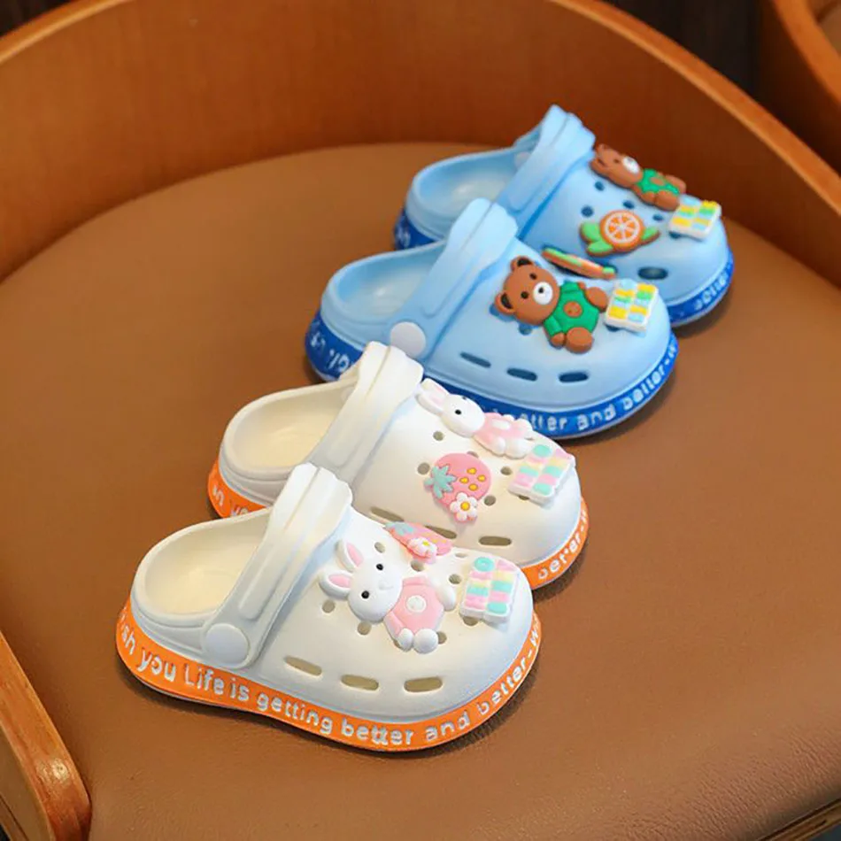 Breathable and Durable Kids Cartoon Holes Soft-Soled Non-Slip and Comfortable for Summer Indoor Use Children Slippers