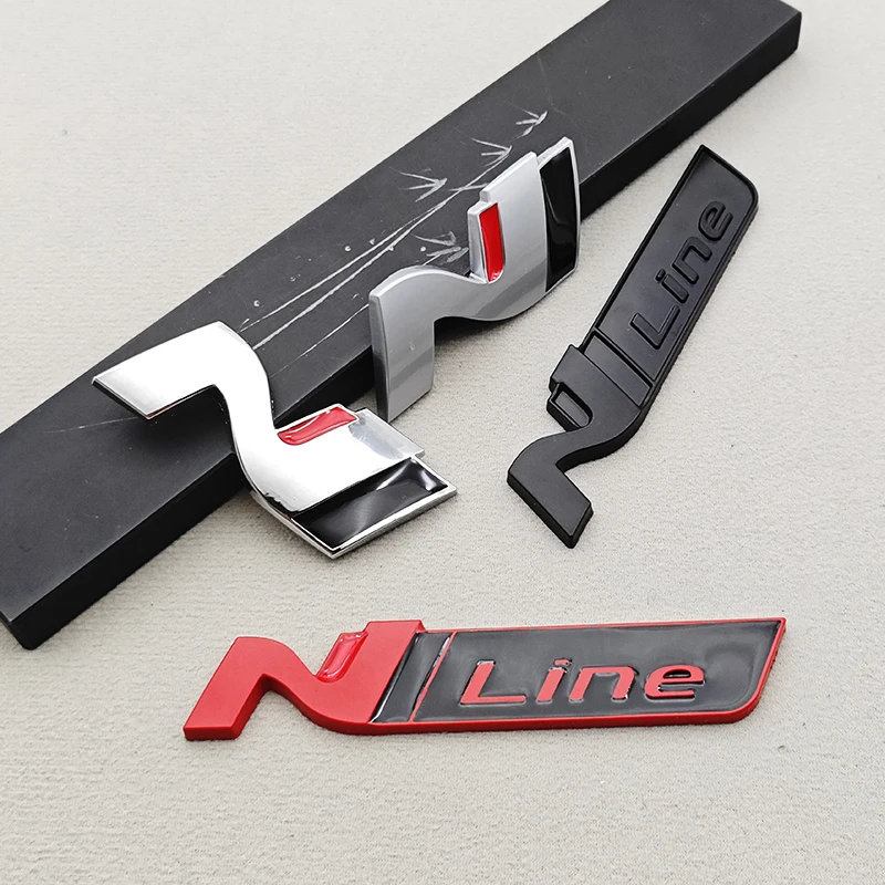 3D Metal NLine N Logo Rear Boot Trunk Emblem Front Grille Badge Decal For Hyundai i20 i30 Sonata Kona Elantra Tuson Car Stickers - view 6
