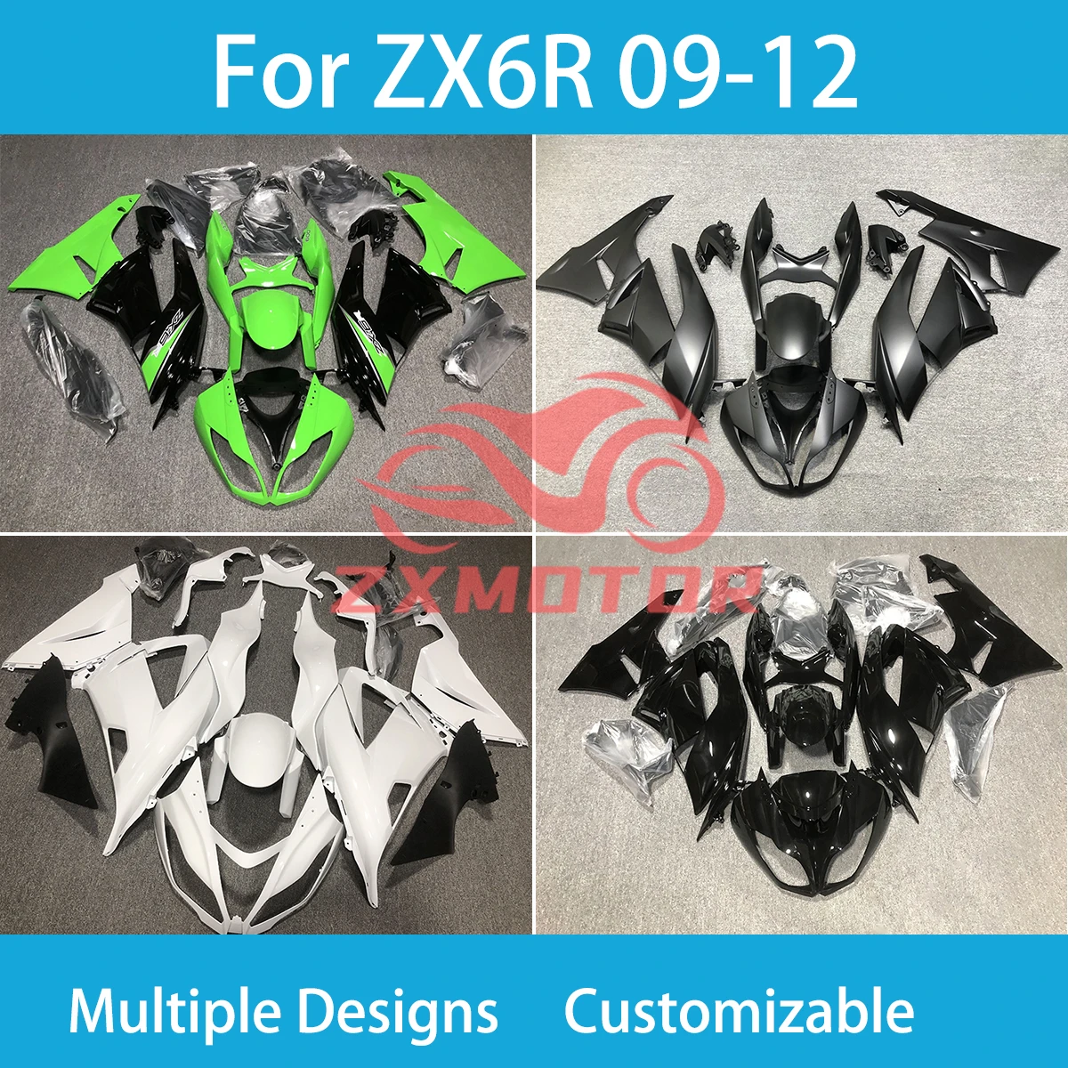 

ZX6R 09 10 11 12 Free Custom Fairings for Kawasaki ZX 6R 636 2009 2010 2011 2012 ZXMT Motorcycle Fairing Bodywork Kit