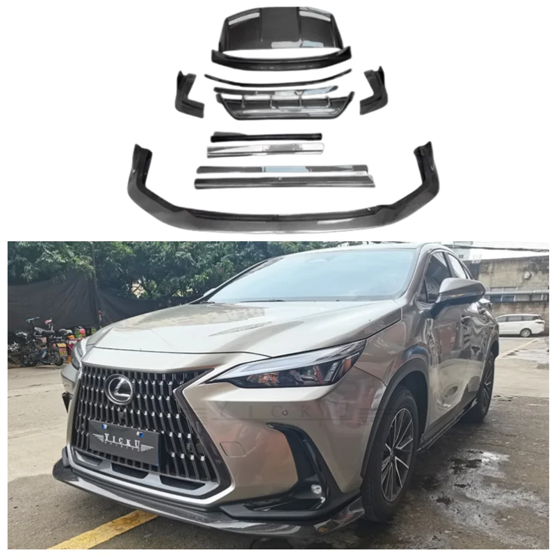 Body Kit Fits For Lexus NX260 2022 2023 +Real Carbon Fiber Bumper Front Lip Rear Diffuser Spoiler Side Skirt Protector Cover