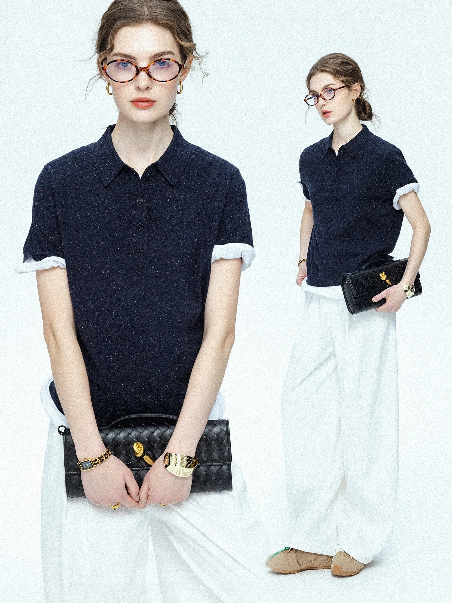 Casual Knitted Short Sleeve T-Shirt Women's Cotton Linen Blend 30 Silk High Intelligence Sensation Fashionable  Style Top