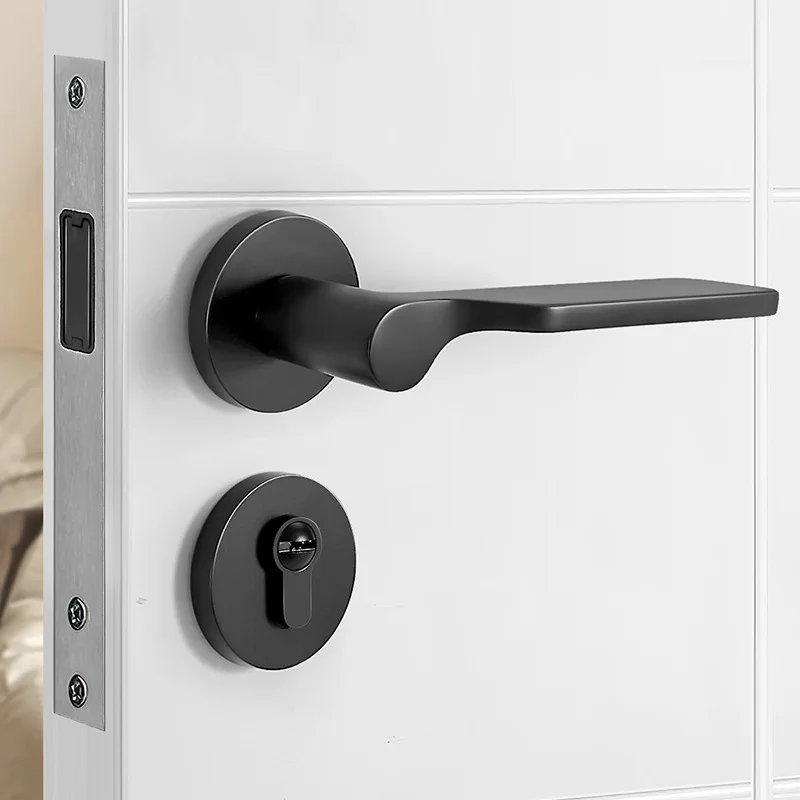Modern and Minimalist Bedroom Door Lock for Household Interior Doors, Wooden Door Magnetic Split Handle Lock