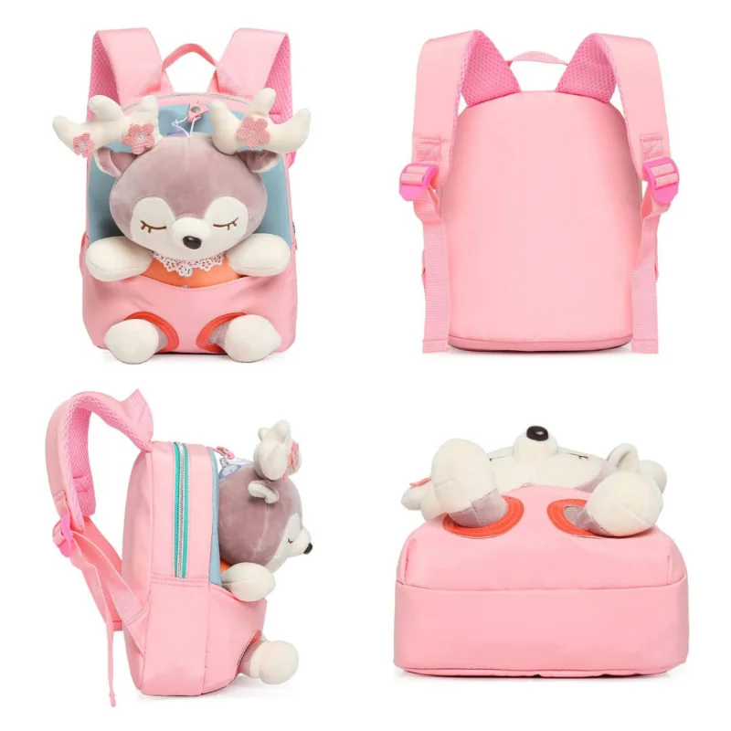 Girls and Children\'s Cute Preschool Backpack with Small Dolls Filled Animal Children\'s Plush Backpack Mini Girl Baby Backpack