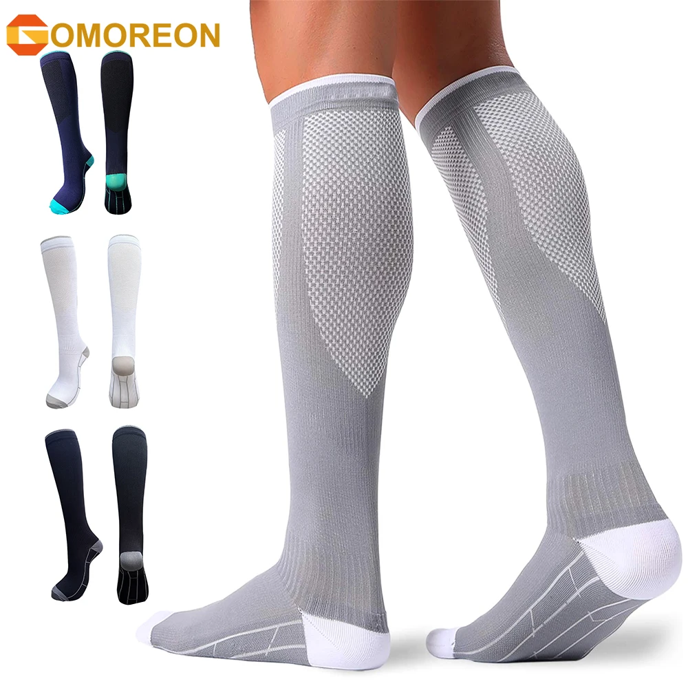 1 Paar Kompressionsstrümpfe für Damen und Herren, 20–30 mmHg, zirkulationsunterstützende Socken