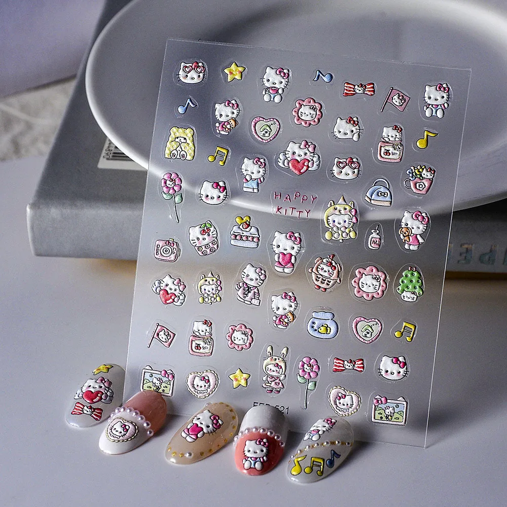 1PCS New Halloween Cartoon Kuromi My Melody 3D Nail Stickers Press on Nails Sanrio Nail Decoration Anime Nail Decals