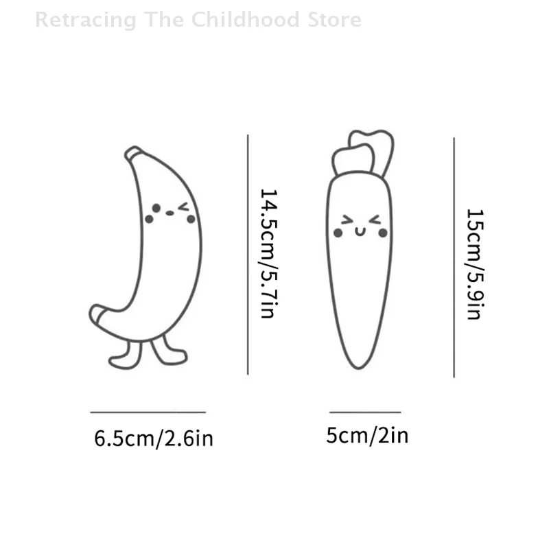 Juguete de peluche de marioneta de mano de plátano y zanahoria de 15cm, juguete calmante suave y transpirable para niños