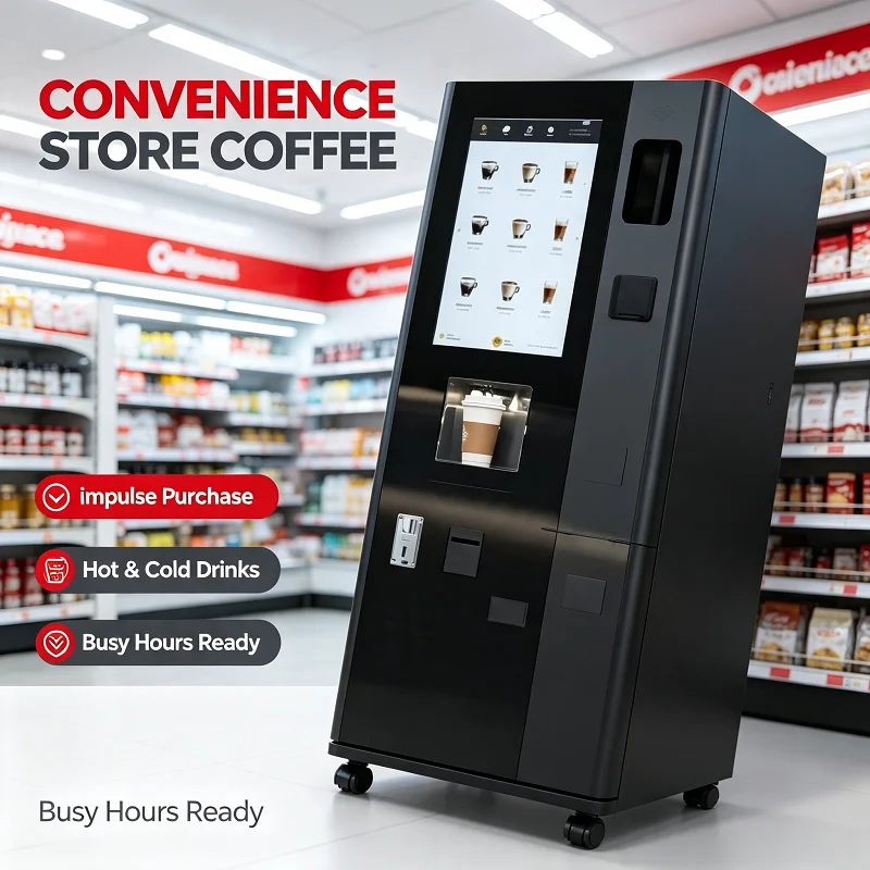 Fast Brew Coffee Vending Machine, Self-Service Drink Cabinet with Multiple Payment for Convenience Store