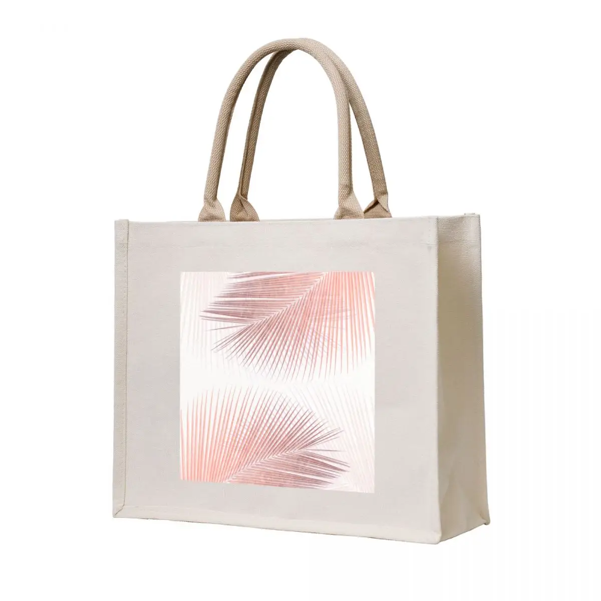Palm leaf synchronicity - rose gold Tote Bag reusable shopping bags reusable grocery bags Handbags women cute pouch bag