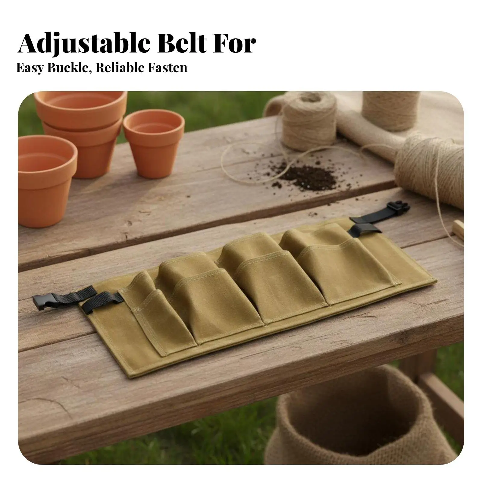 Multi Functional Waxed Canvas Waist Tool Bag with Adjustable Strap and Large Pockets for Construction Gardening Tasks