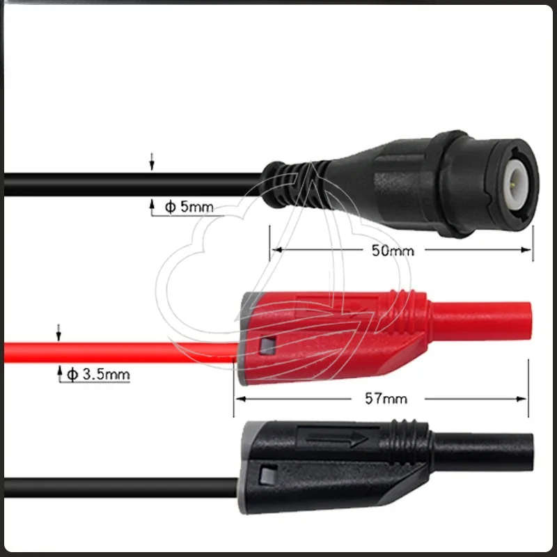 Fully Insulated BNC to Banana Plug Cable, 50 Ohm RG58 Coaxial Wire with Q9 Connector