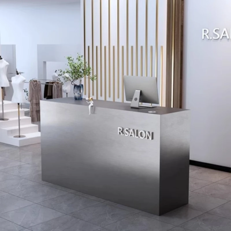 Stainless Steel Clothing Store Store Small Checkout Page Simple Modern Barber Shop Bar Company Front Desk Internet Celebrity Tre