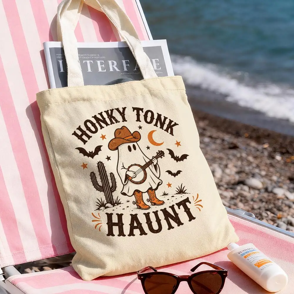Western Ghosts Storage Bags Canvas Tote Bag Large Capacity Shoulder Bag Eco-Friendly Reusable Casual Handbag