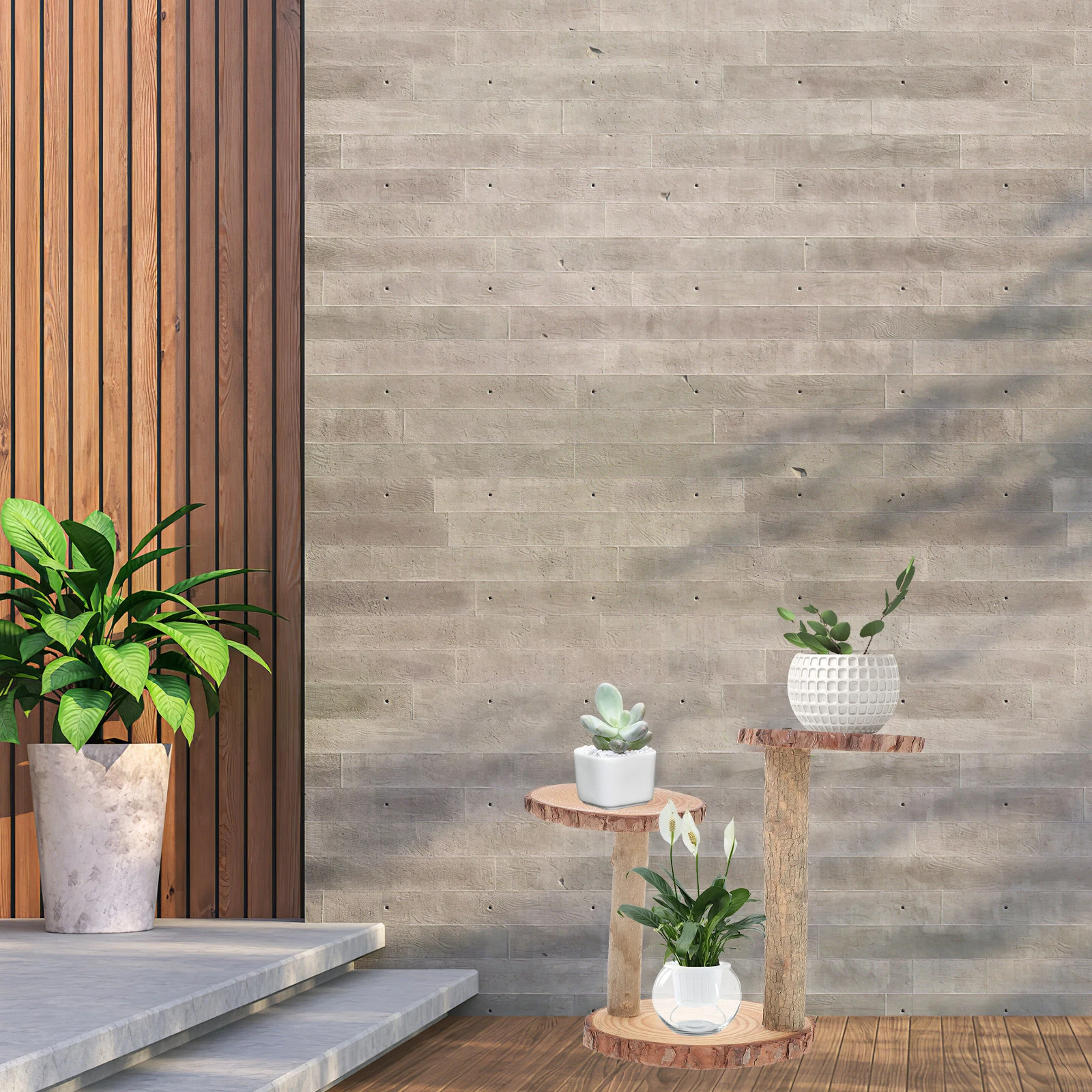 

Solid Wood Flowerpot Stand Wood Plant Rack 12cm Small 17cm Large Pot Display Shelf Holder for Balcony