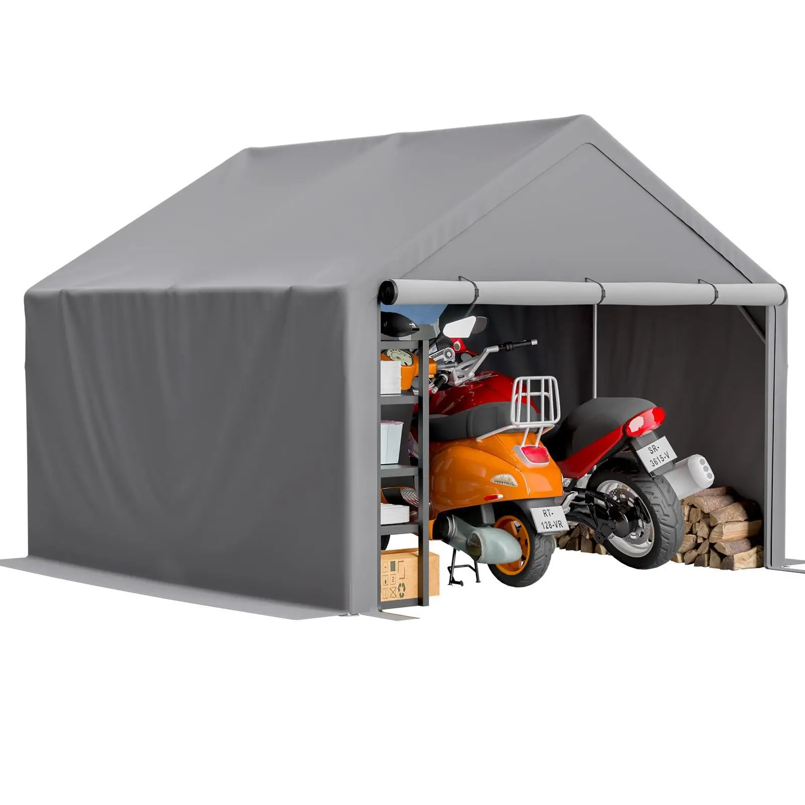 

Outdoor Storage Shed Waterproof Metal Garden Shelter Utility Shed with Floor for Backyard Tool Storage