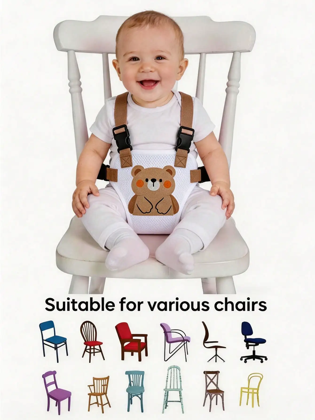 1 Stück Baby-Esszimmerstuhl-Gurt mit Netzdesign, leicht und einfach zu transportieren, tragbarer Baby-Fütterungsgurt, Sicherheitssitzgurt, das perfekte Geschenk für Ihr Baby! – Detail 5