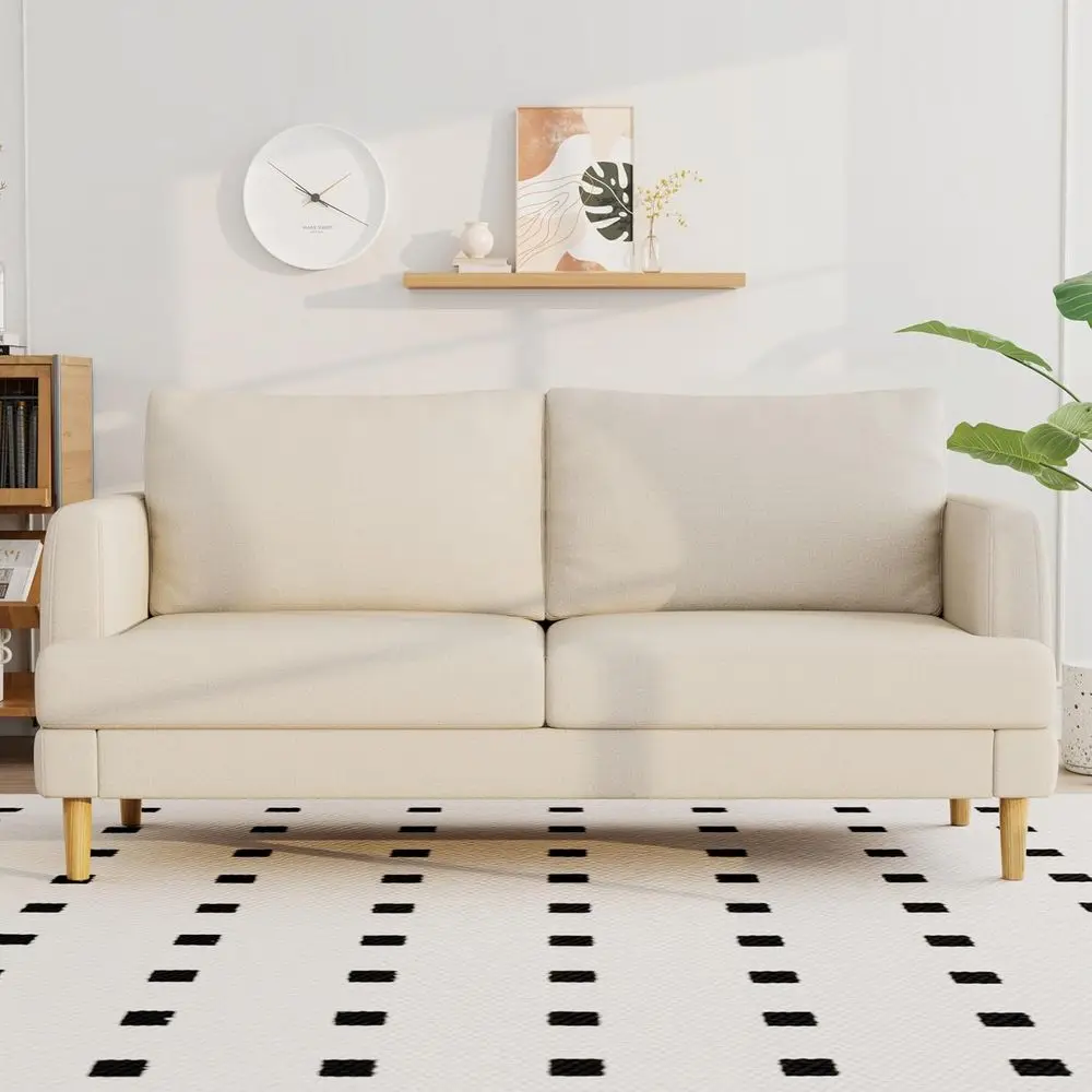 70" ern Loveseat Soa with USB Type-C Ports, Linen abric 2-Seater Deep Seat Couch, Cozy Small Couch Soa or Living Room Bedroom Oi