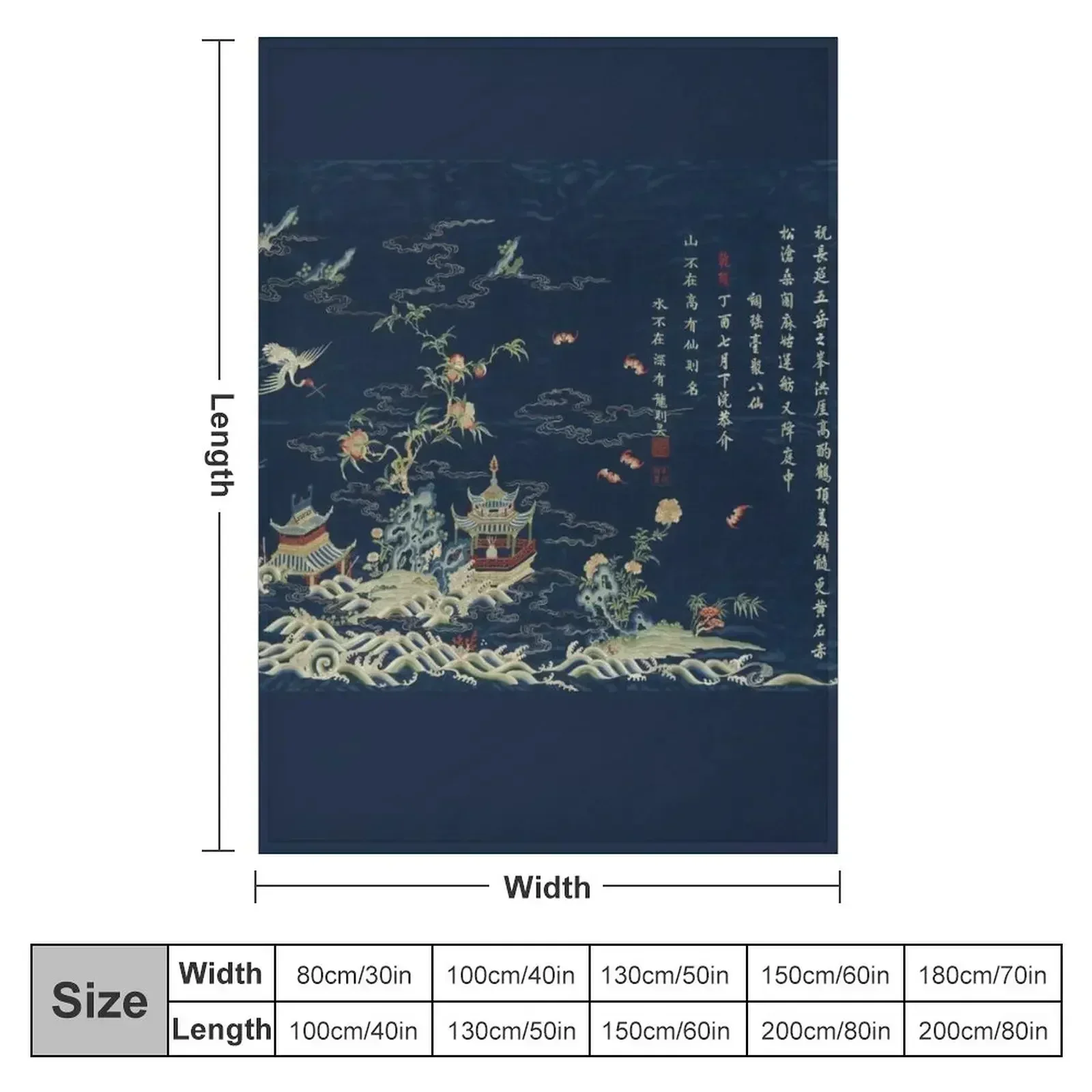Panel with cranes over an immortal land embroidery Throw Blanket Large For Sofa Thin warm for winter Comforter Blankets