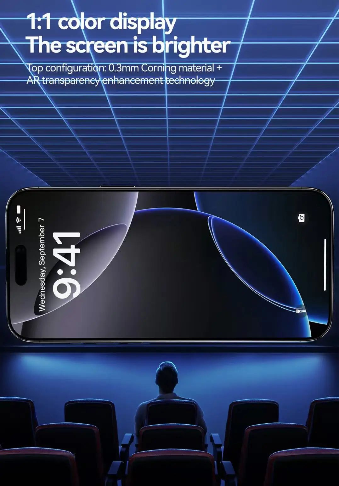 Displayschutz aus gehärtetem Glas für iPhone 17/16/15 Pro, Gorilla, staubfrei, Vollbild-Shatter-Schutz – Detail 4