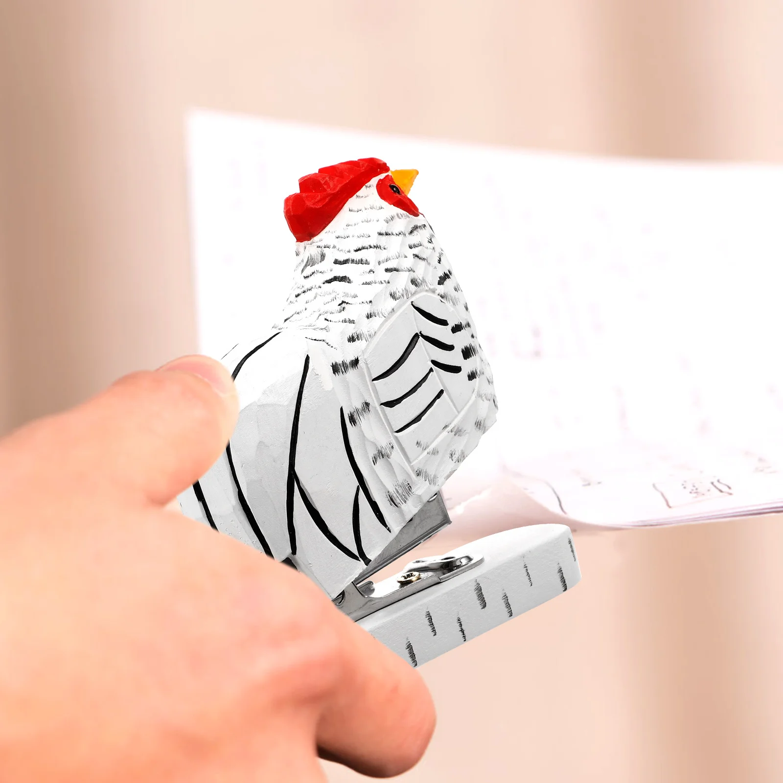 

Animal Rooster Stapler Wooden Handmade Small Office Portable Reusable Paper Stapling Tool Desktop Cute Decorative Staplers