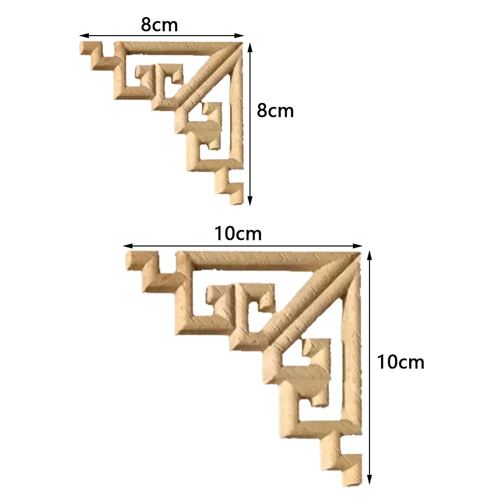 4pcs European Retro Natural Wood Applique Unpainted Wood Decal Wooden Rubber Carving Walls Corner Furniture Craft Decoration