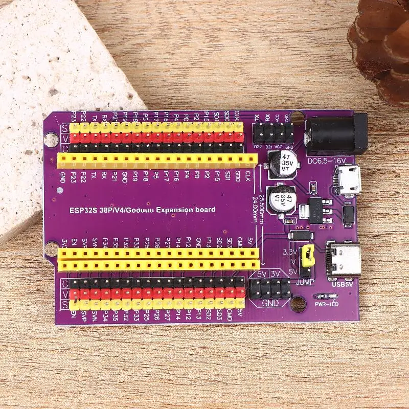 ESP32/ESP32-S 38-Pin Development Extension Board – Triple Power Input (USB-C, Micro USB, DC) for Reliable DIY & IoT Projects