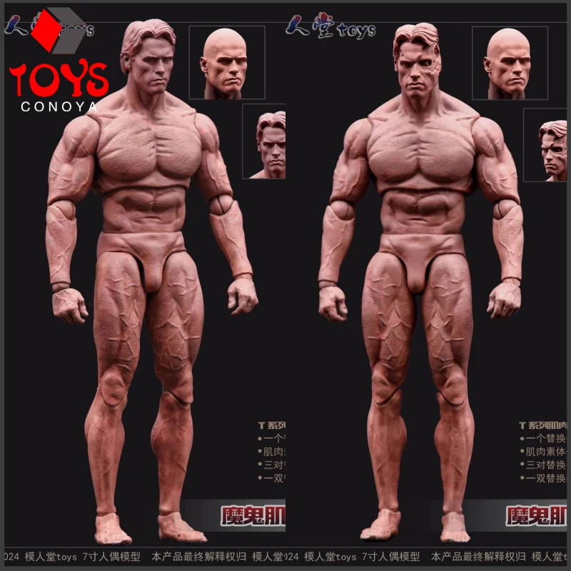 모델 홀 1/12 악마 근육 남자 액션 피규어 조인트 바디 7 ''남성 군인 더블 헤드가있는 슈퍼 유연한 관절 바디