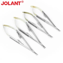 JOLANT Dental Implant Castroviejo Needle Holders Straight/Curved Head 14cm/16cm Needle Holding Forceps Tweezer Dental Forceps