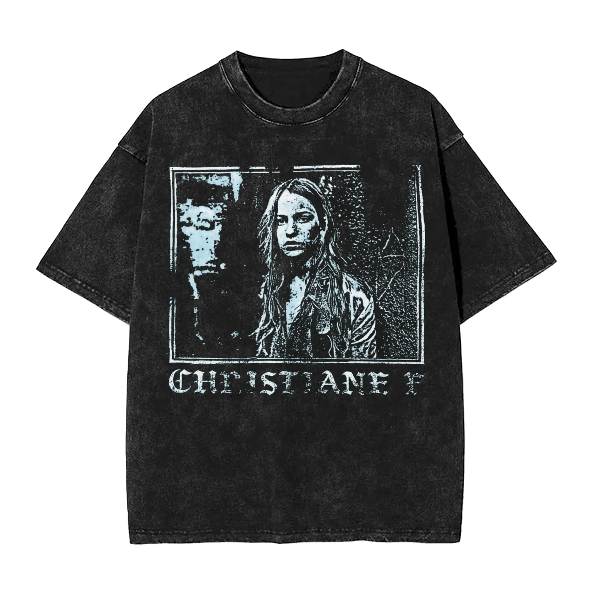 Graphic Printed Christiane F. – Wir Kinder vom Bahnhof Zoo Washed T Shirt Accessories Harajuku T-Shirts  Men Women Tee Shirt