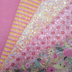 Colori misti Chunky Glitter Leather Sheets tessuto Felt Backing Glitter Leather Roses Printed JELLY For Bows DIY 21 x29cm W529