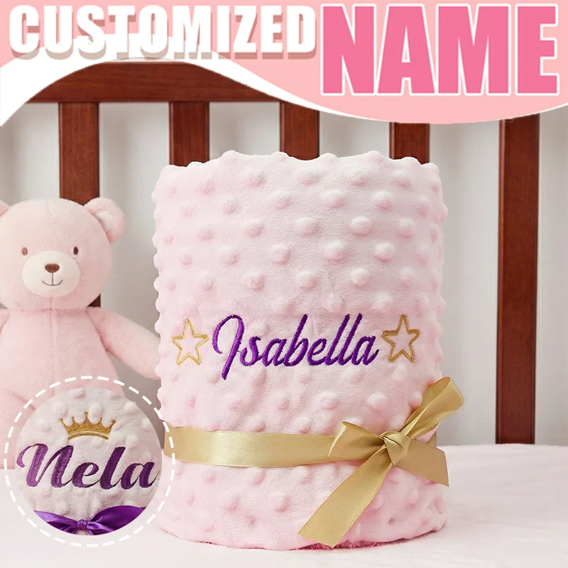 Manta de Bebé Personalizada con Nombre, Patrón Personalizado, Manta para Cuna, Cochecito o Cama, Regalo para Baby Shower