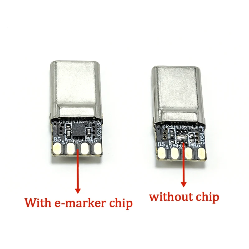 PD Fast Charging 100W TYPE C Charging Plug Connector With E-Marker Chip Terminal Shell 5A Data Wire Plug DIY Welding Wire Access