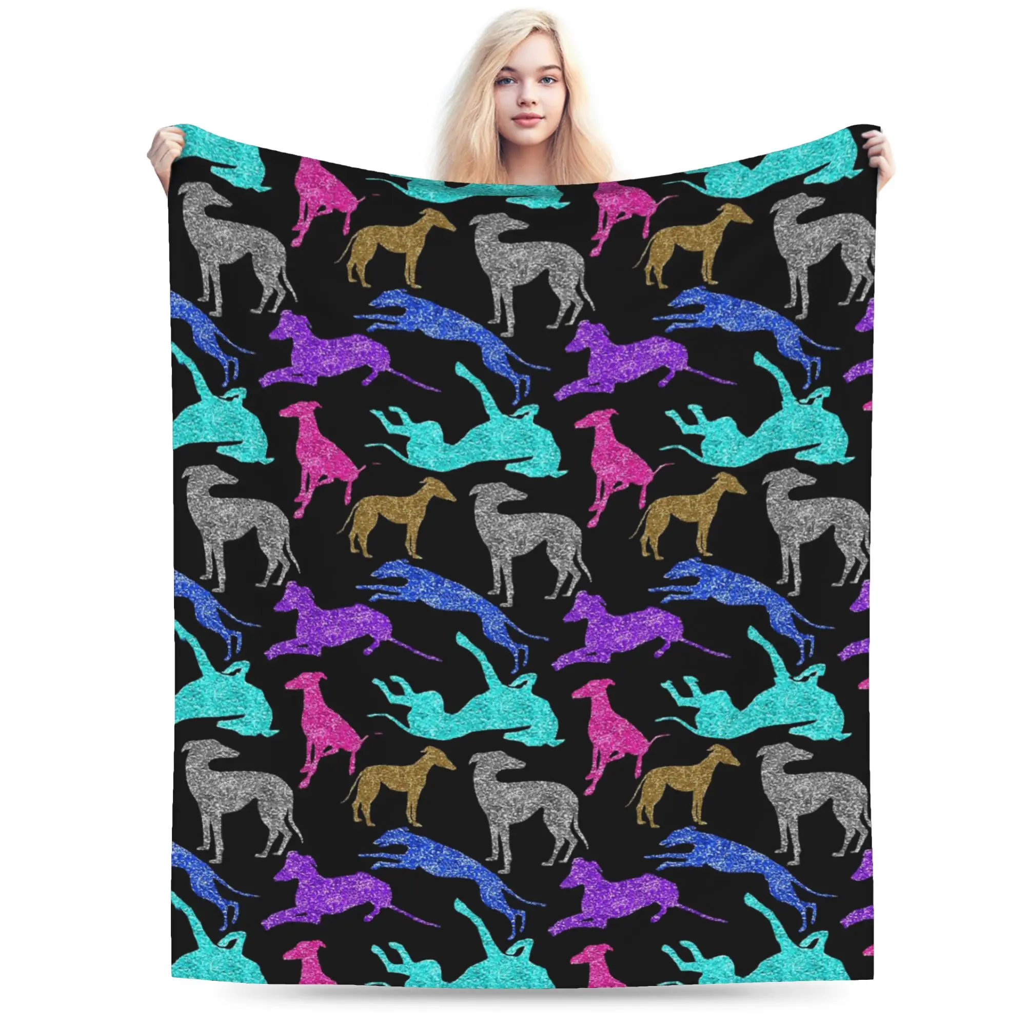 Greyt Greyhound Combo Flannel Blankets Whippet Sighthound Dog Novelty Throw Blanket for Home Hotel Sofa  125*100cm Bedspreads