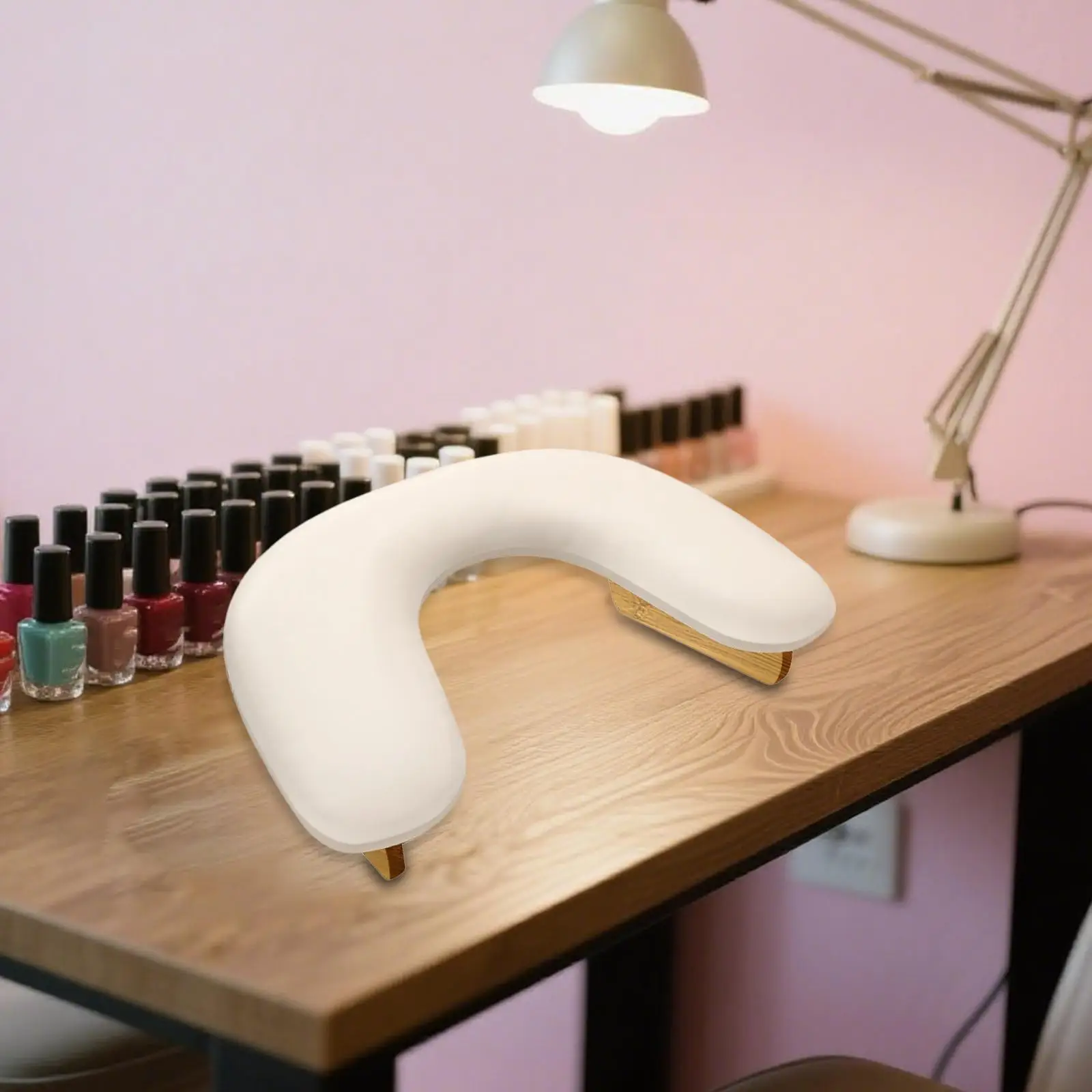 Nail Arm Rest Cushion Stand Ergonomic Hand Pillow with Wooden Base for Manicure Kit Nail Art Tool