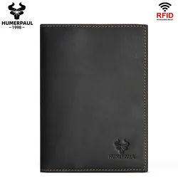 LAREET  Anti-magnetic Wallets New Multifunctional For Men Real Leather Handmade Senior Ultra-thin Zipper Passport Card Cover