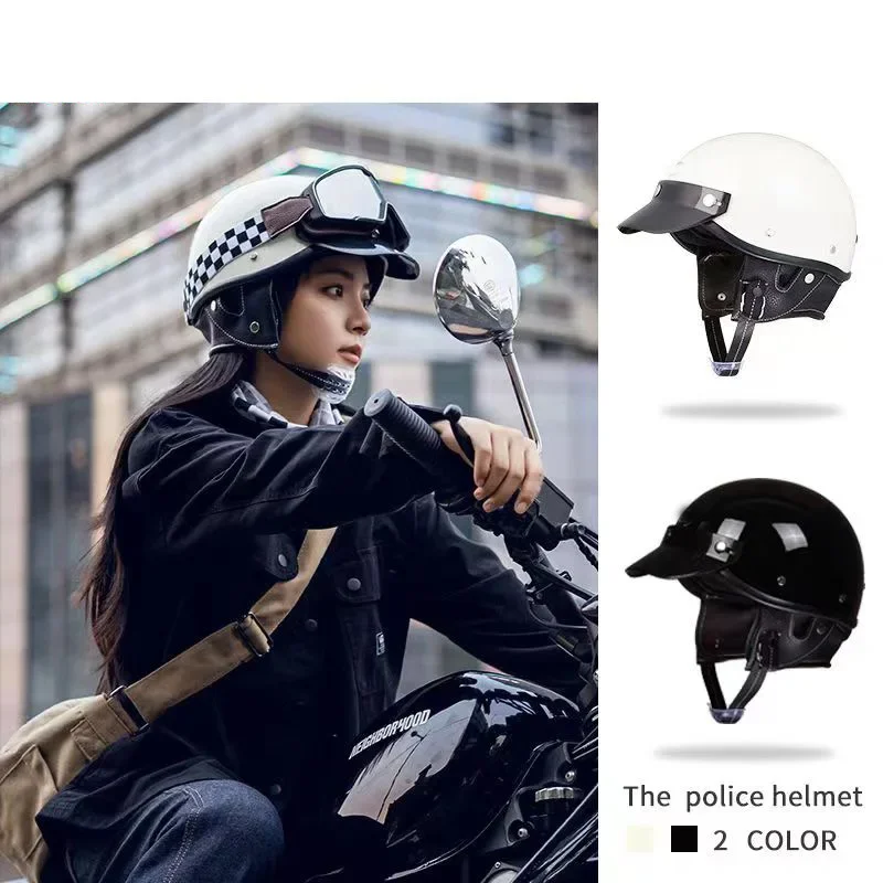 

Synthetic leather retro three-quarter helmet 508 motorcycle personalized mask, outdoor riding protective helmet